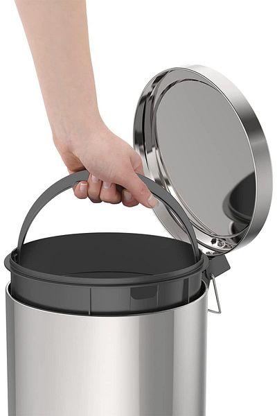 TRAMONTINA Since 1911, Made In Brazil - 12l Stainless Steel Pedal Trash Bin With A Removable Internal Bucket