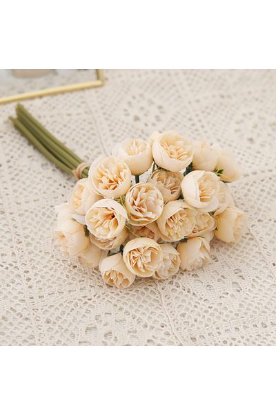 Choice Light Yellow 27 Heads Artificial Flowers Silk Peony Hua Plastic Beautiful Home Table Decoration Phot