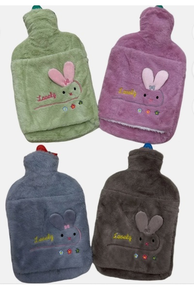 stilsenin34 كيس ماء دافئ من القطيفة مع رموز تعبيرية للكلاب - جيب ويد، قطعتان