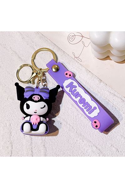 Hot Toys 2 بالجملة Kawaii Sanrio Kuromi سلسلة مفاتيح دمية بولي كلوريد الفينيل سلسلة مفاتيح الكرتون أنيمي Cinnamoroll حقيبة قلادة.