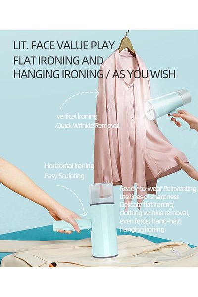 COOYA Steam Iron, Household Handheld Adjustable, with 18g Steam Jet, Self-cleaning Function, Blue