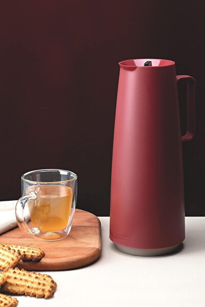 TRAMONTINA Since 1911, Made In Brazil - Exata Red Plastic Thermal Flask With 1 Liter Glass Liner