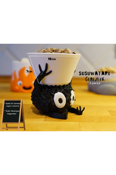 tredblock وعاء الوجبات الخفيفة على شكل شخصية حلوة من Studio Ghibli Susuwatari - طقم وعاء للوجبات الخفيفة ومجسم مكون من قطعتين هدية مانغا أنيمي