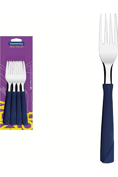 TRAMONTINA Since 1911, Made In Brazil - New Kolor 12 Pieces Stainless Steel Table Forks Set