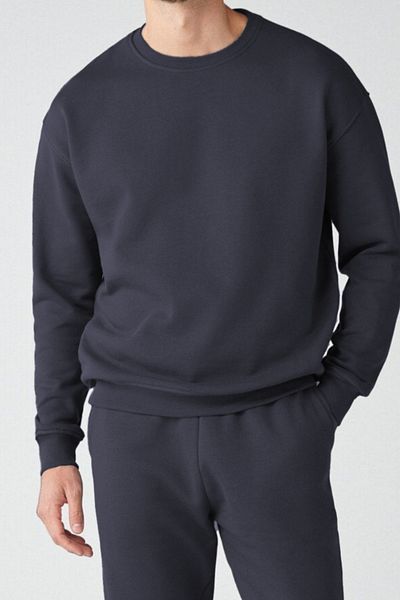 ruNadeS Hanorac unisex Relax Fit, cu croială relaxată, din bumbac, cu fleece în interior, cu gâtul turn, afumat