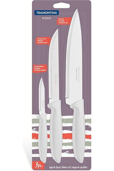 TRAMONTINA Since 1911, Made In Brazil - Plenus 3 Pieces Knife Set With Stainless Steel Blade