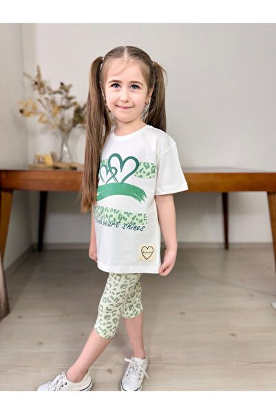 Yavrumsa Set za devojčice sa kapri pantalonama i leopard uzorkom srca