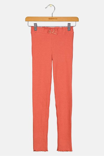 TAPE A L'OEIL Kids Girl Ribbed Knit Leggings, Faded Rose