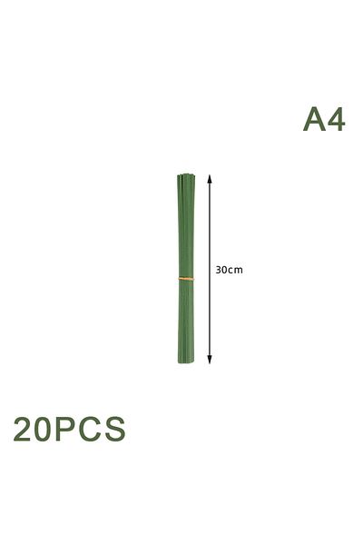 WHPHous A4 20pcs 15/20/25/30/40cm Artificial Green Flower Stem Diy Floral Material Handmade Wire Stem Access