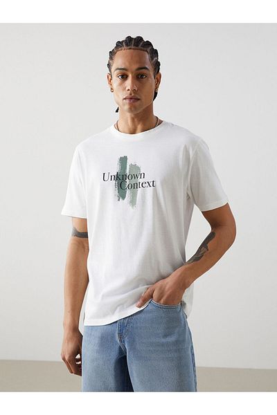 LC Waikiki Ανδρικό μπλουζάκι LCW Crew Neck με εμπριμέ χτενισμένο βαμβάκι