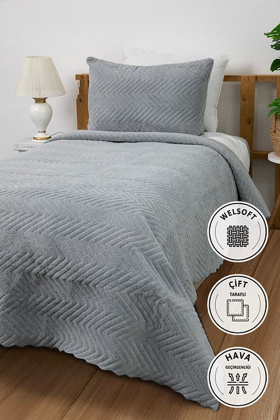 FAVORA Liena Wellsoft Double Sided 4 Season Single Bedspread - Gray