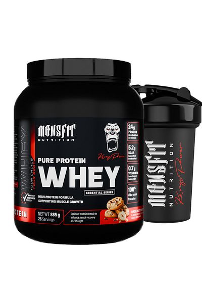 MONSFİT Whey Protein 885 g (26 Servings) - Helps Muscle Building (Hickorney Cookies Flavored)