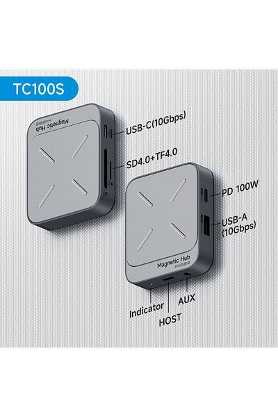 Choice قارئ بطاقات 4.0 من Hagibis، موزع USB C مغناطيسي من النوع C، محول متعدد المنافذ، محطة إرساء 4K HDMI 100W PD