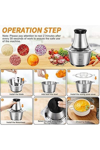 COOYA 5L stainless steel electric meat grinder,vegetable slicer,300W High-Power,with 4 Sharp Blades