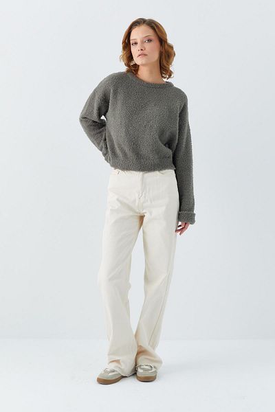 Mixray Women's 6917 Basic Knitwear, Boucle and Khaki