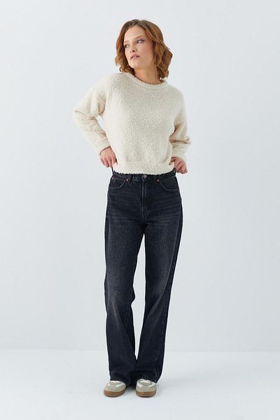 Mixray 6917 Women's Knitwear Boucle Basic Natural Kaftan