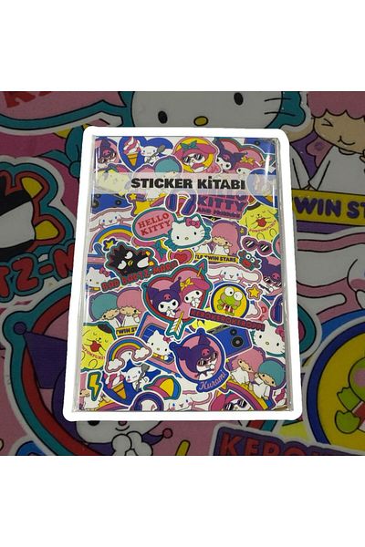 tüftürük Mini Kuromi Sticker Book Sticker Album Hello Kitty Album 16 Sheets