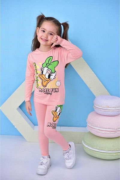 TRENDİMİZBİR Σετ κοριτσίστικο καλσόν με στάμπα Daisy