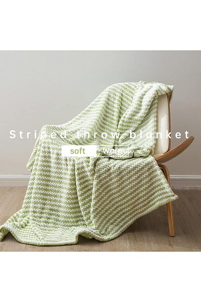 COOYA Dot Velvet Microfiber Throw Blanket, Light Plush Cozy Warm Striped Blanket for Couch, 127x151CM