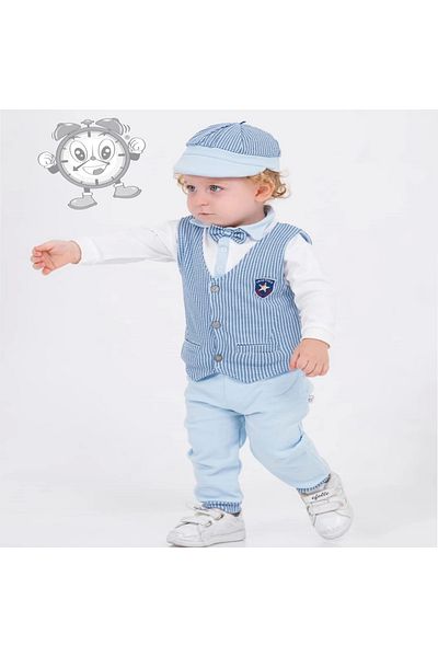 imajbebe Boys 4-Piece Baby Suit with Bow Tie Vest