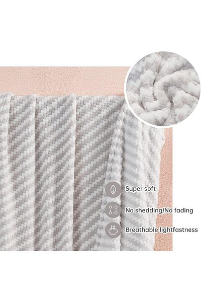 COOYA Dot Velvet Microfiber Throw Blanket, Soft Plush Cozy Warm Blanket for Sofa Grey and White 50''x60''