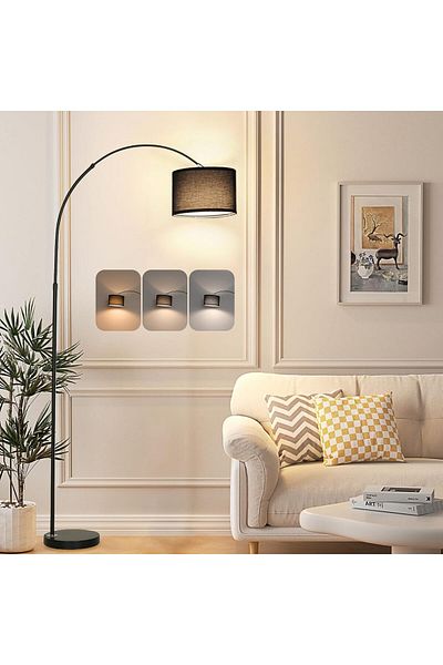 COOYA Floor Lamp, Standing Lamp with Adjustable Hanging, 158-185cm, Arc Floor Lamp, LED Floor Lamp (Black)