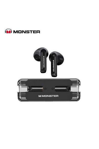 MONSTER Black Xkt08 Earphone Bluetooth 5.3 Ture Wireless Earbuds Low Latency Noise Reduction Headpho