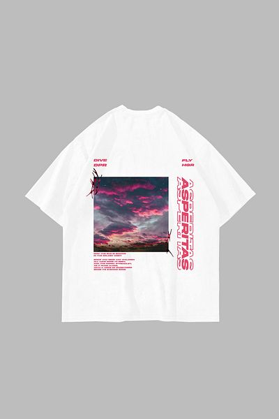 Sekizbiraltı Asperitas Back Printed White Oversize Unisex Tshirt