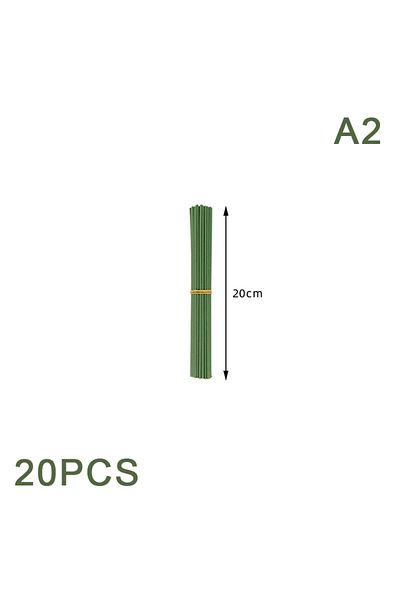 WHPHous A2 20pcs 15/20/25/30/40cm Artificial Green Flower Stem Diy Floral Material Handmade Wire Stem Access