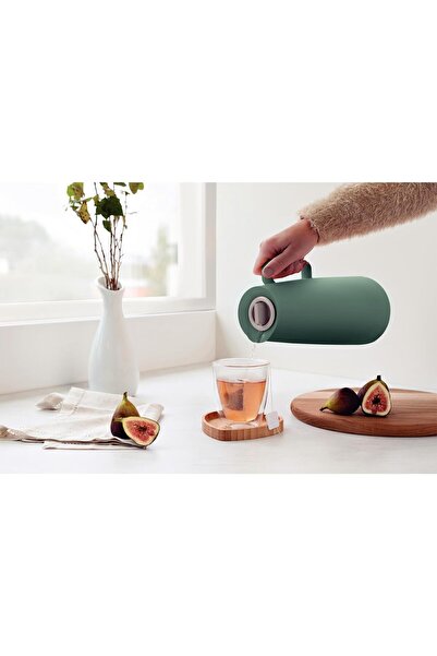 TRAMONTINA Since 1911, Made In Brazil - Exata Green Plastic Thermal Flask With 1 Liter Glass Liner