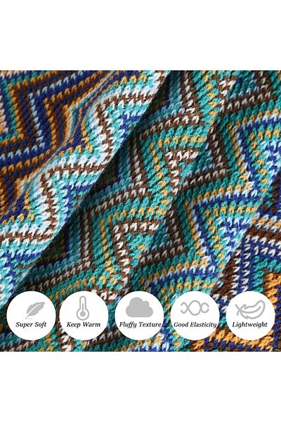 COOYA Boho Throw Blanket,  Super Soft Cozy Warm Throw Blankets with Tassels, for Chair Couch Decorative