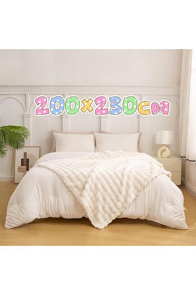 COOYA 3D Texture Bubble Fleece Throw Blanket for Couch Bed, Super Soft Fuzzy Cozy Fluffy Flannel