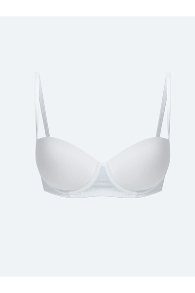 LC Waikiki LCW DREAM WHITE Σουτιέν με μπανέλες, μισό γεμισμένο, χωρίς τιράντες