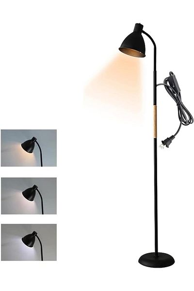 COOYA Floor Lamp, Tricolour LED,Vertical Flexible Floor Lamp for Reading Home Hotel Library Lighting