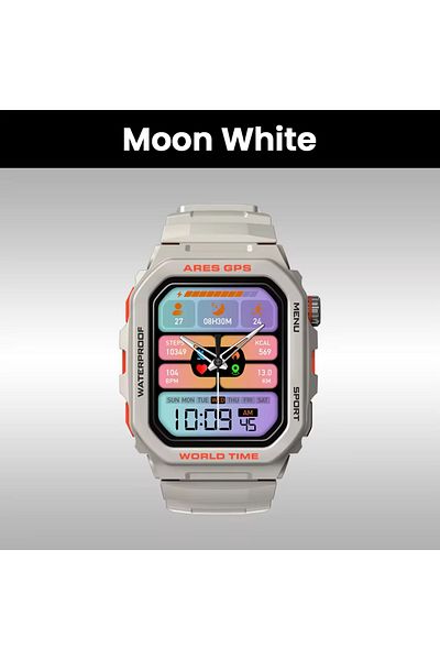 Zeblaze Moon White New Zeblaze Ares GPS Smart Watch Built-in Alexa & GPS Bluetooth Phone Calling Smartwatch
