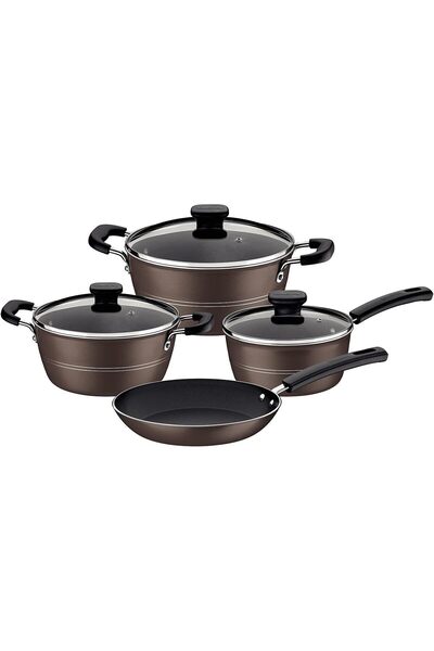 TRAMONTINA Since 1911, Made In Brazil - Sicilia 7 Pieces Hazelnut Aluminum Cookware Set