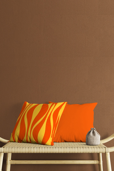 Homeilla Orange and Yellow Stripe Patterned Digital Printing Double Sided 2-P...