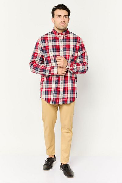 Gant Men Regular Fit Plaid Long Sleeves Casual Shirt, Multicolor