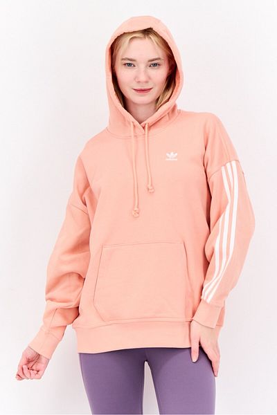 adidas Women Sportswear Fit Long Sleeve Outdoor Hoodie, Peach