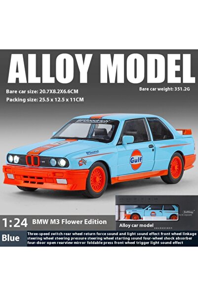 Choice1 blue box 1:24 M3 E30 1988 Mpower Floral Version Alloy Diecast Painting Car Model Sound Light Private