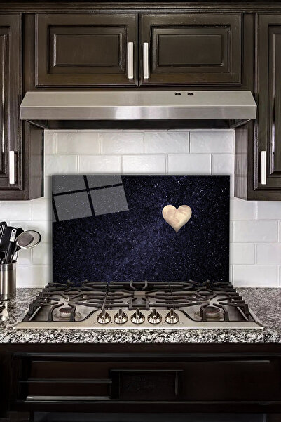 Vitrovelo حماية خلفية للموقد الزجاجي على شكل قلب السماء والقمر، وسطح مقاوم لل...