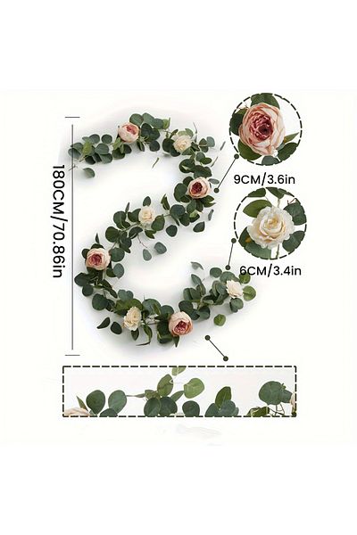 Choice Retro Pink Artificial Peony Rose Vine, Wedding Party Decoration Artificial Flowers, Green Wall Hangi