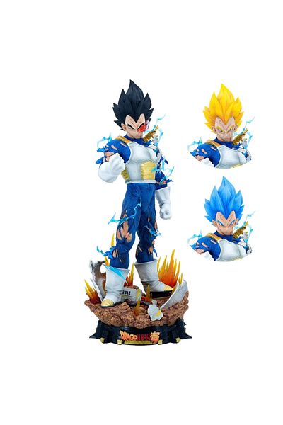 BANDAI No Box 23cm Dragon Ball Vegeta Figure 3 Heads 23cm Pvc Model Action Figures Gk Statue Collection Roo