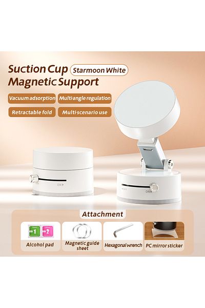 Choice White Mini Vacuum Double Side Magnetic Suction Cup Holder Foldable Kitchen Lazy Phone Bracket  For i