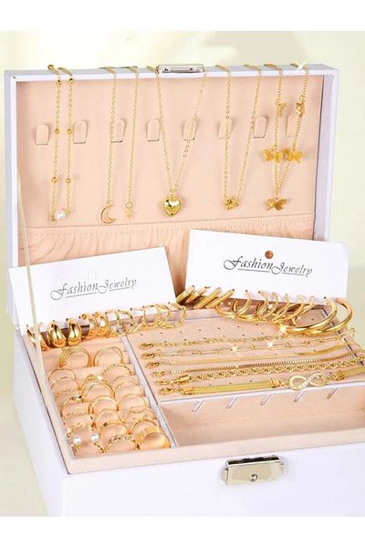 Choice AYA6039901HB مجموعة مجوهرات عصرية جديدة مكونة من 57 قطعة للنساء أقراط معدنية عريضة الوجه وقلادات وسوار