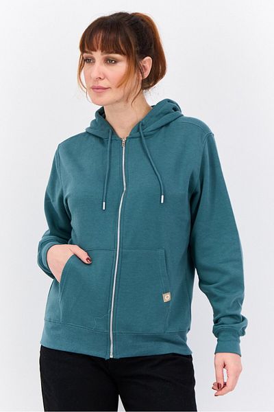 Juice Women Hooded Long Sleeves Solid Full Zip Sweatshirt, Sage Green