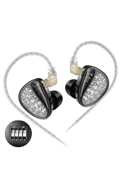KZ Black tuning no mic KZ ZA12 2DD+4BA Hybrid IEM Headphones Wired InEar Monitor Hifi Adjustable Tuning