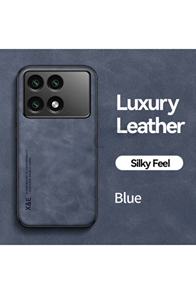 Choice جراب أزرق لهاتف Poco X6 Pro، جلد الصناعي المغناطيسي، مزود بحامل للسيار...