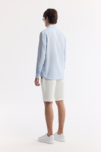 Avva Erkek Açık Mavi Düğmeli Yaka Kolay Ütülenir Pamuklu Regular Fit Gömlek A51Y2130