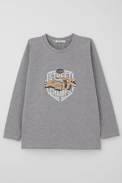 Breeze Boys Long Sleeve T-Shirt - Grey Melange, 4-8 Years, Champion Car Print
